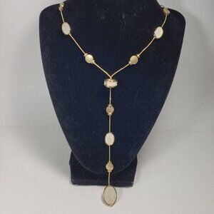 Gold tone Disc and Beads design 30" long Necklace  - Women's Fashion Jewelry